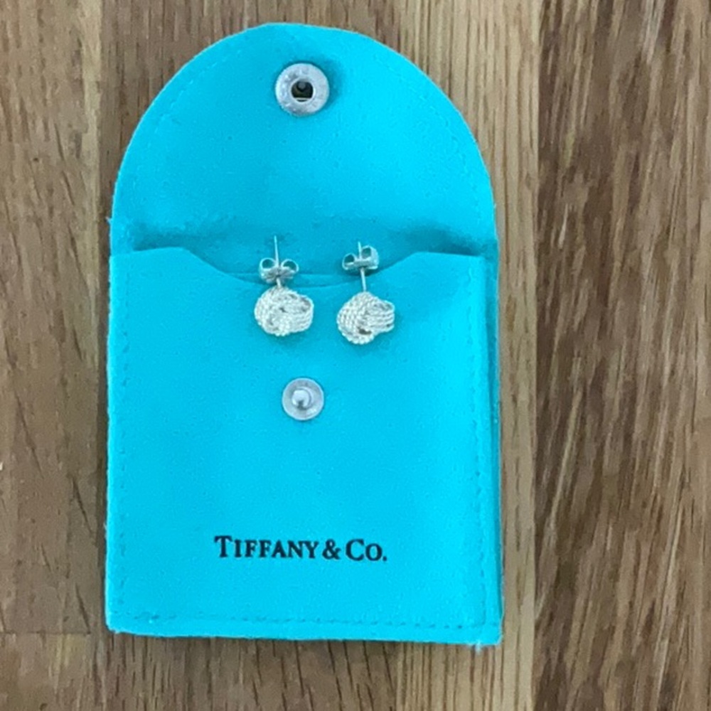 Tiffany & Co Estate Sterling Silver Love Knot Earrings